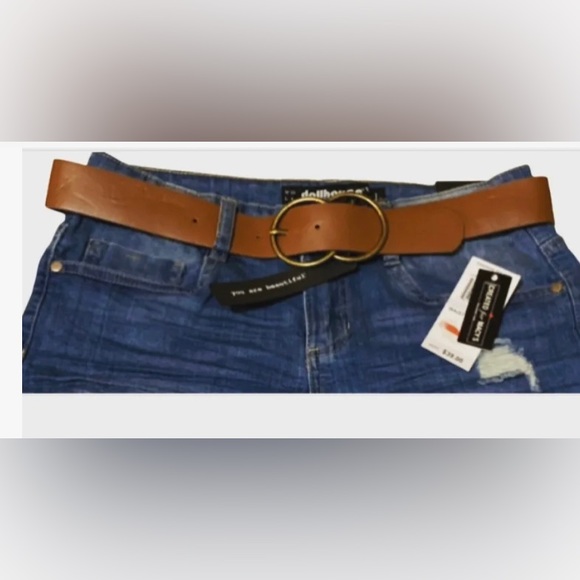 Dollhouse Stretch Junior Denim Shorts Waist 25 L Fraying Rolled Seam Blue - Picture 4 of 4